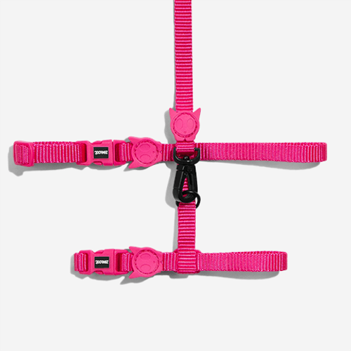 Peitoral com Guia Zee.Cat Pink Led para Gatos U